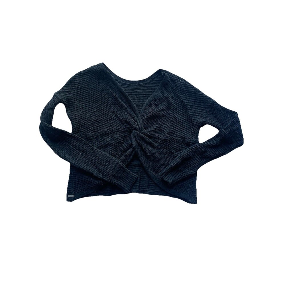 Hollister Sweater Womens Extra Small Black Cropped Long Sleeve Round Neck Knit